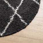 vidaXL Tapis shaggy à poils longs moderne noir et crème Ø 100 cm