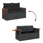 vidaXL Canapé de jardin avec coussins 2 places noir résine tressée