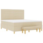 Lit box spring vidaXL avec matelas et banc Crème 180x200 cm Tissu