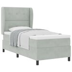 Lit Box Spring vidaXL avec Matelas Gris Clair 100x200 cm en Velours