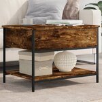 vidaXL Table basse chêne fumé 70x50x50 cm bois d'ingénierie et métal