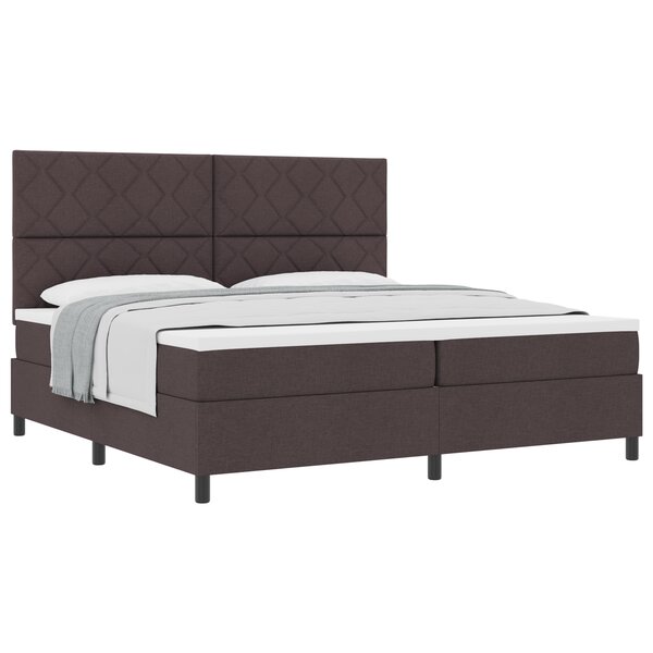 vidaXL lit avec sommier à ressorts et matelas marron foncé 200x200 cm tissu