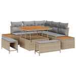 vidaXL Ensemble de Canapé de Jardin de 8 Pièces avec Coussins Beige en Rotin Acacia
