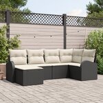 Ensemble de Canapé de Jardin vidaXL 6 Pièces avec Coussins Noir en Rattan Poly