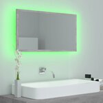 vidaXL Miroir à LED de salle de bain Gris béton 80x8 5x37 cm Acrylique