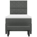 vidaXL Lit à Sommier Tapissier avec Matelas & Banc Gris Foncé 90x200 cm en Tissu
