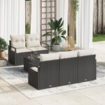 vidaXL Ensemble de Canapé de Jardin 6 Pièces avec Coussins Rattan Noir