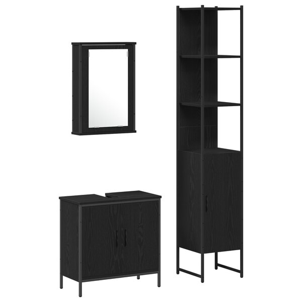 vidaXL Ensemble de meubles de salle de bain 3 pièces en bois d'ingénierie chêne noir