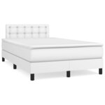 vidaXL Sommier à lattes de lit avec matelas blanc 120x190cm similicuir