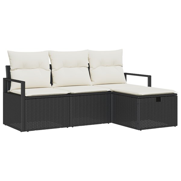 Ensemble de canapés de jardin 4 pièces vidaXL avec coussins noirs en poly rotin