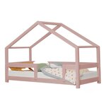 Lit cabane enfant LUCKY 70 x 160 rose pastel