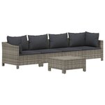 Salon de jardin meuble d'extérieur ensemble de mobilier 5 pièces avec coussins gris résine tressée 02_0016411