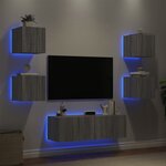 vidaXL Meuble TV muraux 5 Pièces avec lumières LED sonoma gris