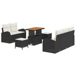 Ensemble de 8 Pièces de Sofa de Jardin avec Coussins en Rattan Poly Noir