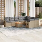 vidaXL Salon de jardin avec coussins 10 Pièces beige résine tressée