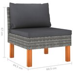 vidaXL Salon de jardin 7 Pièces avec coussins Résine tressée Gris