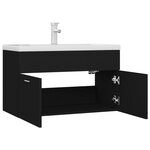 vidaXL Armoire d'évier avec lavabo intégré Noir Aggloméré