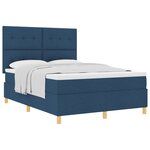 vidaXL Lit à ressorts avec matelas bleu 140x200 cm en tissu