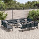 vidaXL Ensemble de bancs de jardin avec coussins 9 Pièces noir