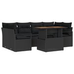 Canapé de Jardin 7 Pièces avec Coussins Rattan Poly Noir vidaXL
