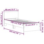 vidaXL Cadre de lit tête de lit et lumières LED chêne marron 75x190 cm