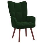 vidaXL Chaise de relaxation avec repose-pied Vert foncé Velours
