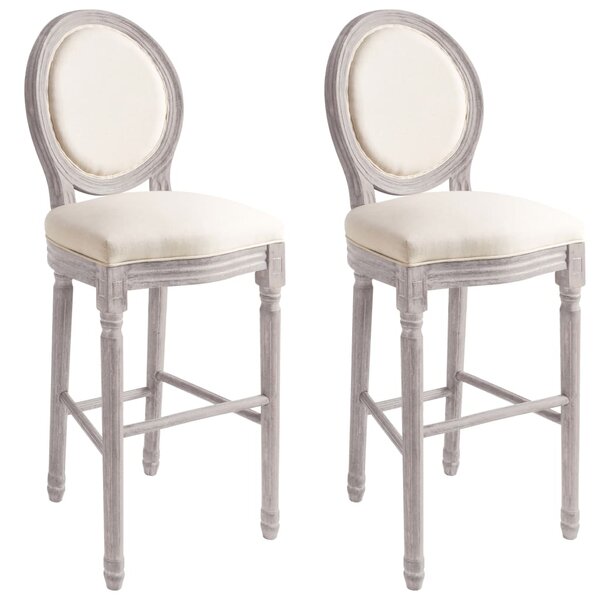 vidaXL Tabourets de bar lot de 2 blanc lin