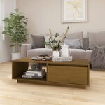 vidaXL Table basse marron miel 110x50x33 5 cm bois de pin massif
