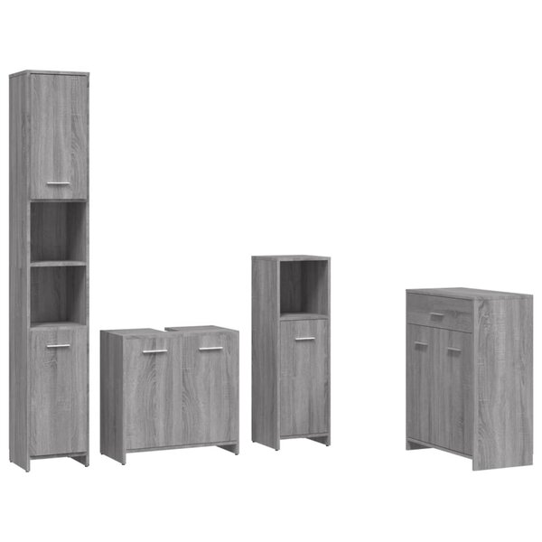 vidaXL Ensemble de meubles de salle de bain 4 Pièces Sonoma gris