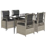 vidaXL Ensemble à manger de jardin et coussins 5 Pièces gris clair rotin