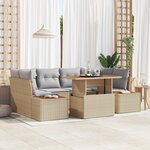 vidaXL Ensemble de canapé de jardin 6 pièces avec coussins en rotin poly beige