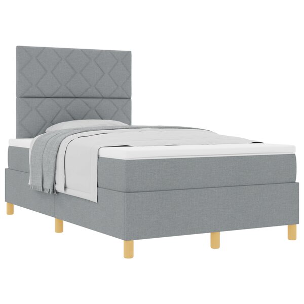 vidaXL Lit à ressorts avec matelas gris clair petit double tissu