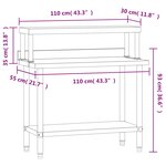 vidaXL Table de travail de cuisine avec étagère 110x55x120 cm inox