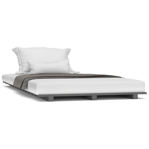 vidaXL Cadre de lit Gris 90x190 cm Bois de pin massif
