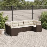 vidaXL Salon de jardin avec coussins 7 Pièces marron résine tressée