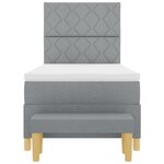 vidaXL Lit à ressort avec matelas et banc gris clair 100x200 cm tissu