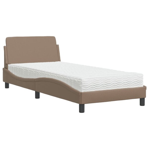 vidaXL Lit avec matelas cappuccino 80x200 cm similicuir