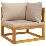 Salon de jardin meuble d'extérieur ensemble de mobilier 6 pièces avec coussins taupe bois massif 02_0016951