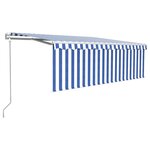 vidaXL Auvent automatique rétractable avec store 4 5x3 m Bleu et blanc