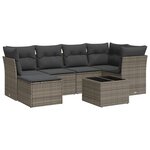 vidaXL Salon de jardin avec coussins 7 Pièces gris résine tressée
