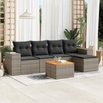 vidaXL Salon de jardin 6 Pièces avec coussins gris résine tressée