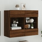 vidaXL Meuble TV mural avec lumières LED chêne marron 78 5x30x60 5 cm