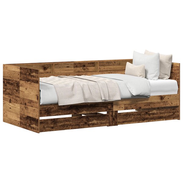 vidaXL Lit de jour avec tiroirs Bois ancien Bois d'ingénierie 90 x 200 cm