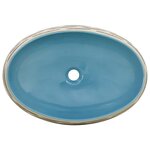 vidaXL Vasque à poser multicolore ovale 59x40x15 cm céramique