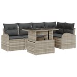 vidaXL Ensemble de Canapé de Jardin de 6 Pièces avec Coussins Gris Clair en Rattan Poly