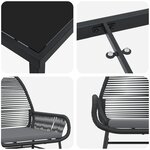 vidaXL Ensemble de Salle à Manger de Jardin de 5 Pièces avec Coussins en Rattan Poly Noir
