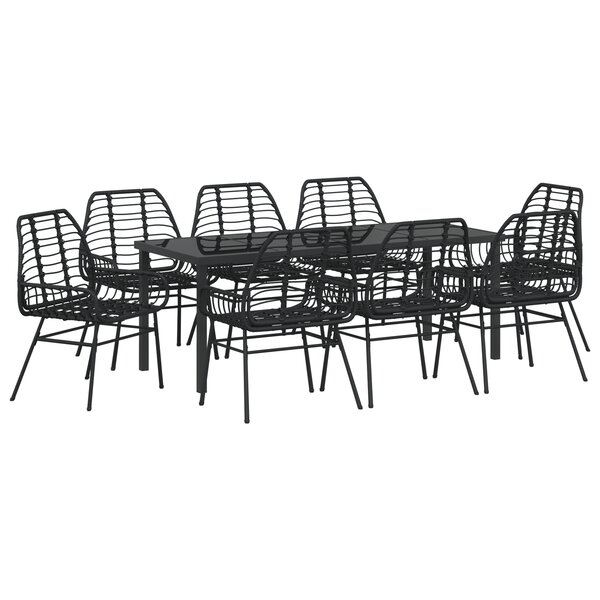 vidaXL Ensemble de salle à manger de jardin 9 pièces Noir Poly Rotin