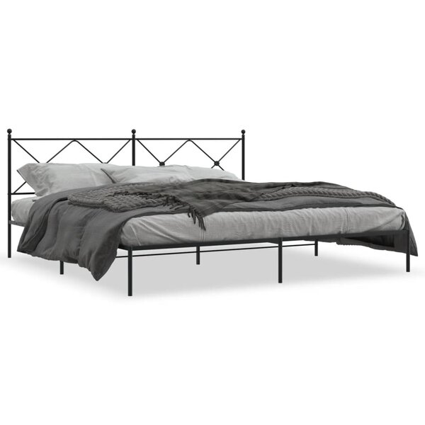 vidaXL Cadre de lit métal sans matelas avec tête de lit noir 193x203cm