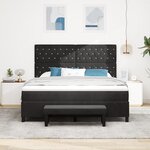 vidaXL Lit avec sommier  matelas & banc noir 180x200 cm en velours