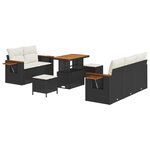 Ensemble de canapé de jardin vidaXL 8 pièces avec coussins en poly rattan noir acacia